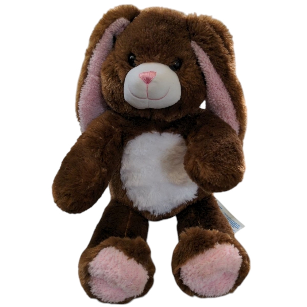 Build a Bear BUNNY Plush Dark Brown Pink 15” BAB Stuffed Animal Retired 2010 EUC